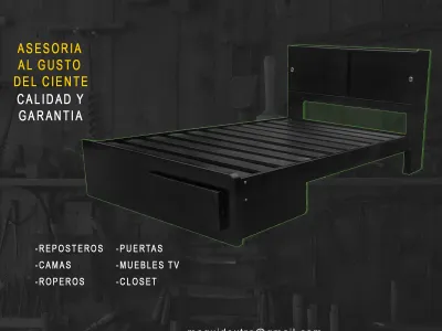 Cama Moderna Negra - Maguidextre
